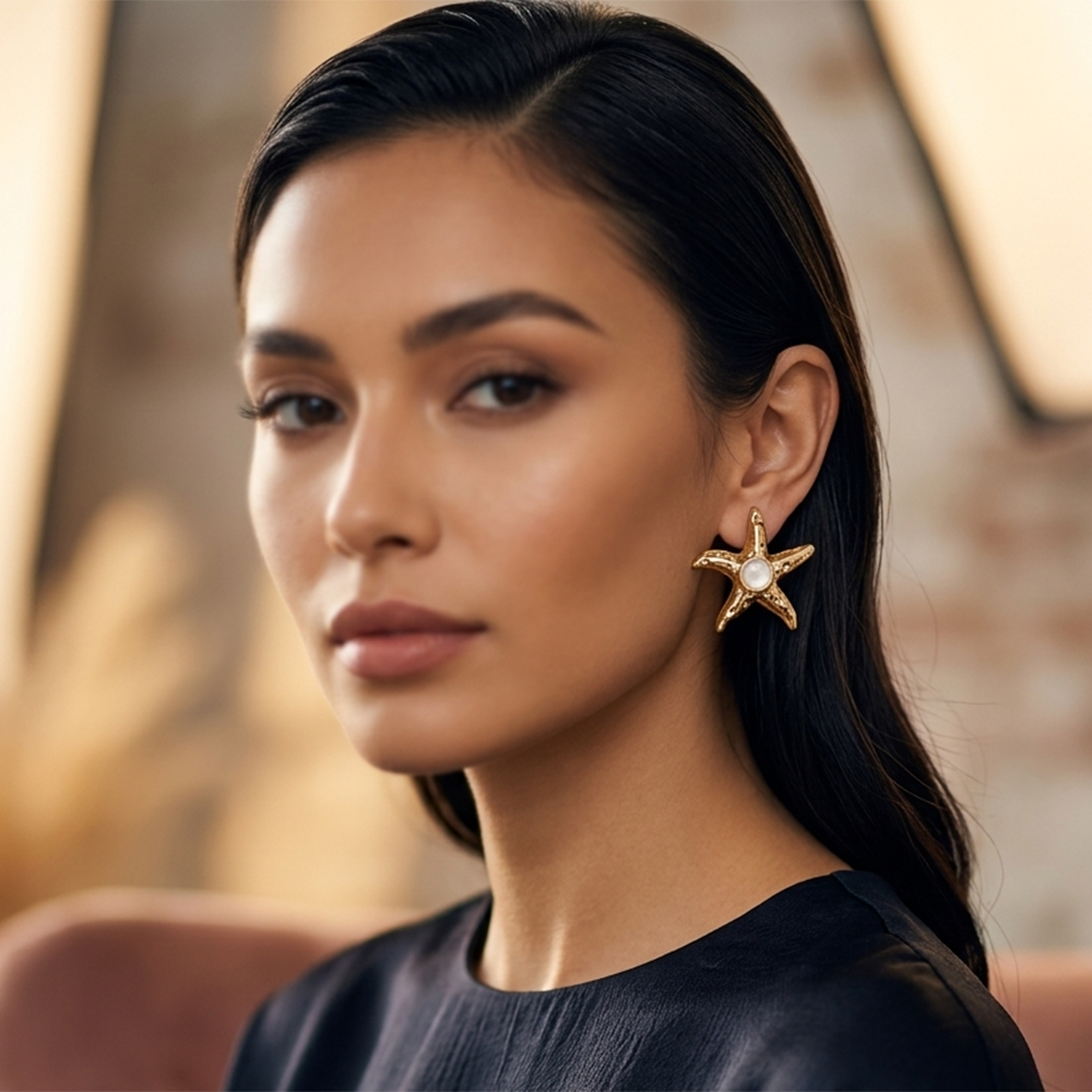The99Jewel Gold Plated Stylish Starfish Earring for Women