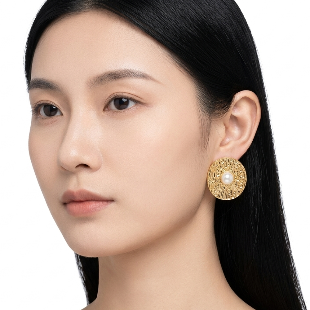 The99Jewel Pearl Stud Round Earrings Contemporary Fashion Jewelry Collection