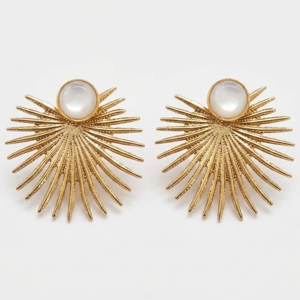 The99Jewel Trendy Gold Plated SunBurst Design Earring