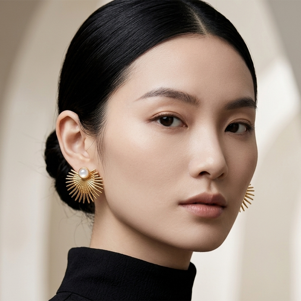 The99Jewel Trendy Gold Plated SunBurst Design Earring