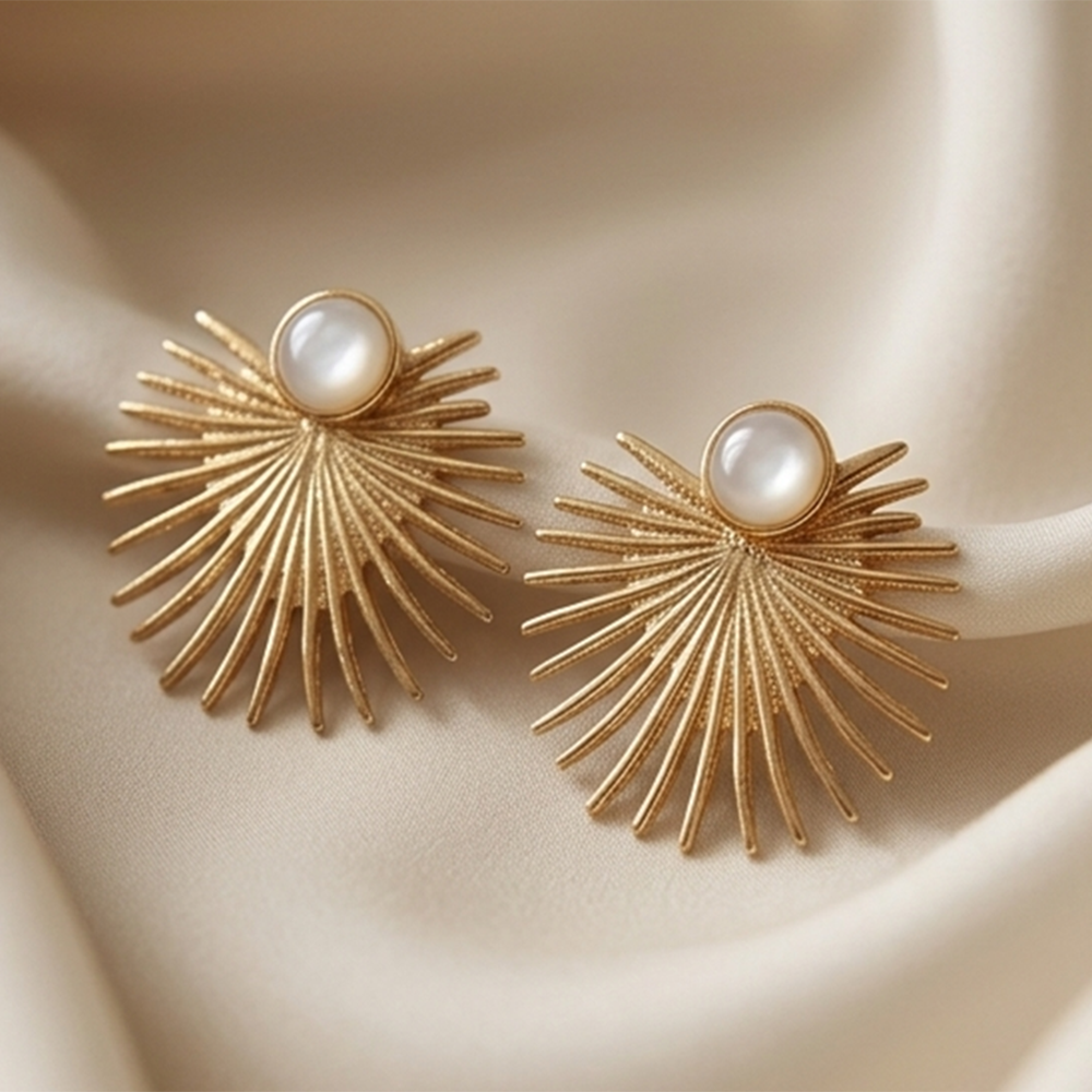The99Jewel Trendy Gold Plated SunBurst Design Earring