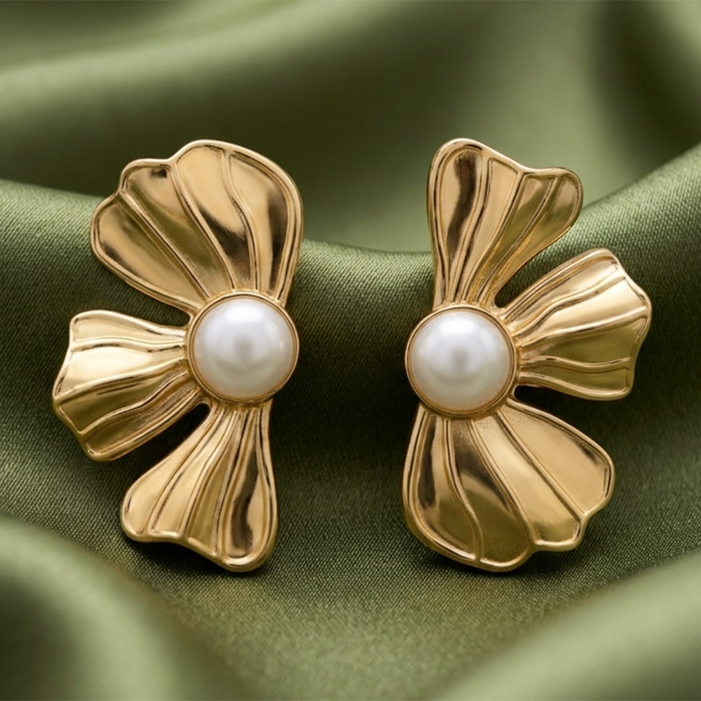 The99Jewel Trendy Gold Plated Flower Petals Design Earring