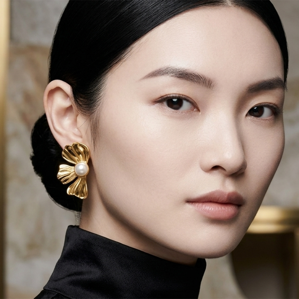 The99Jewel Trendy Gold Plated Flower Petals Design Earring