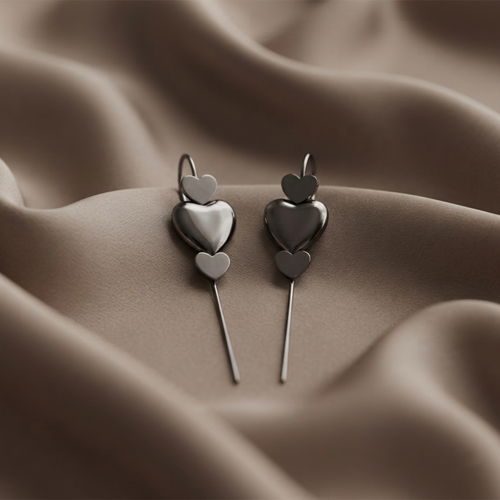 The99Jewel Black Plated Heart Shape Ear cuff
