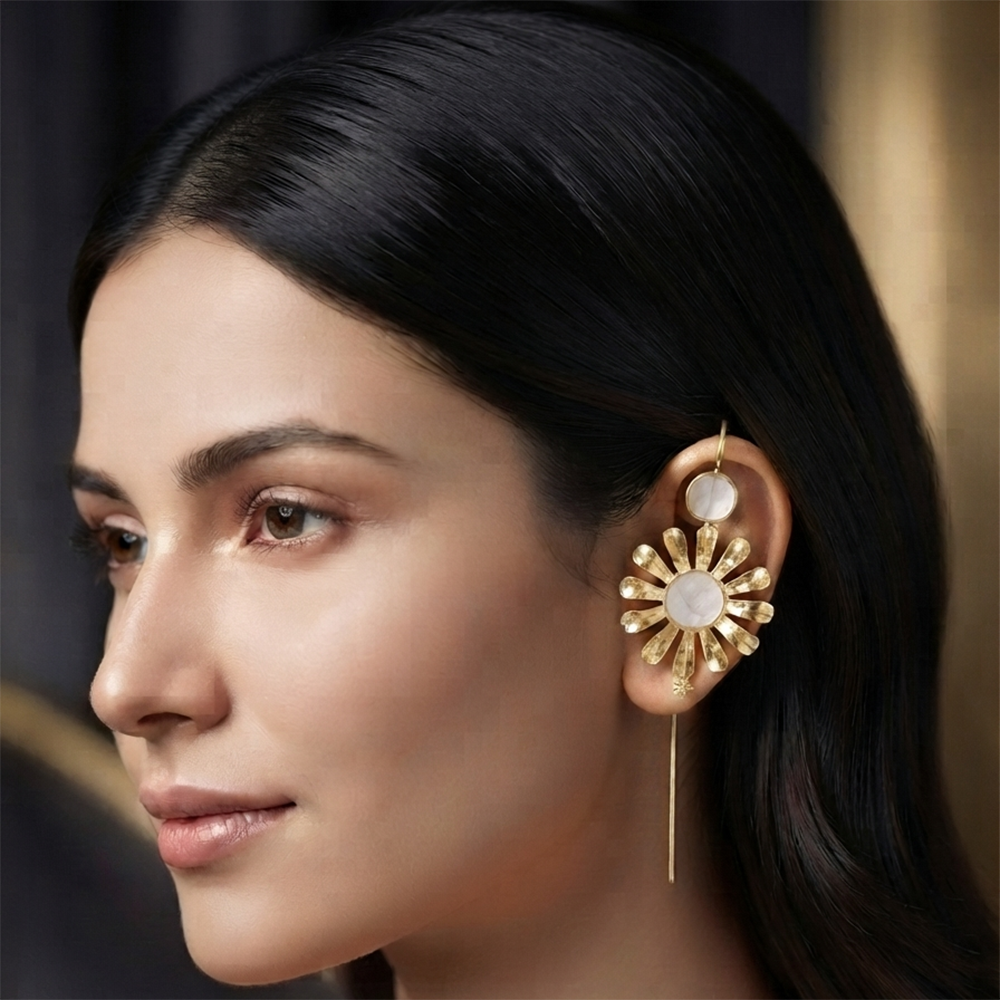 The99Jewel Gold Plated Floral Ear cuff