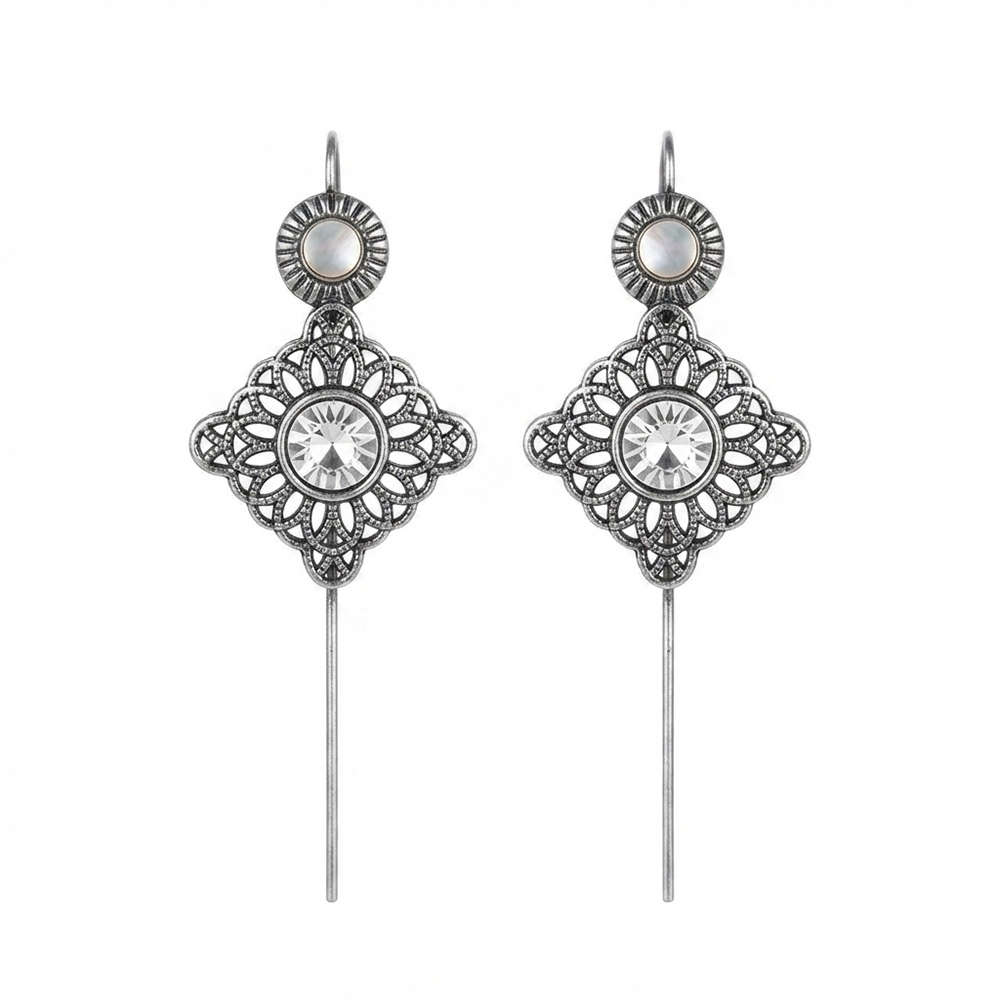 The99Jewel Oxidised Plated Oval Ear cuff