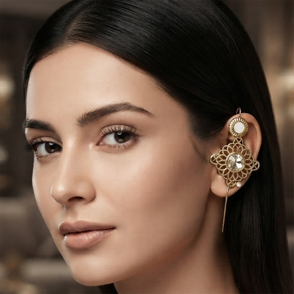 The99Jewel Gold Plated Oval Ear cuff