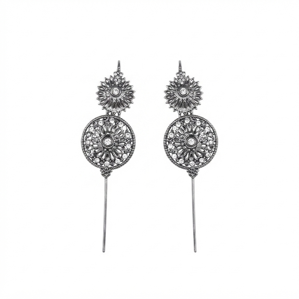The99Jewel Oxidised Plated Round Ear cuff