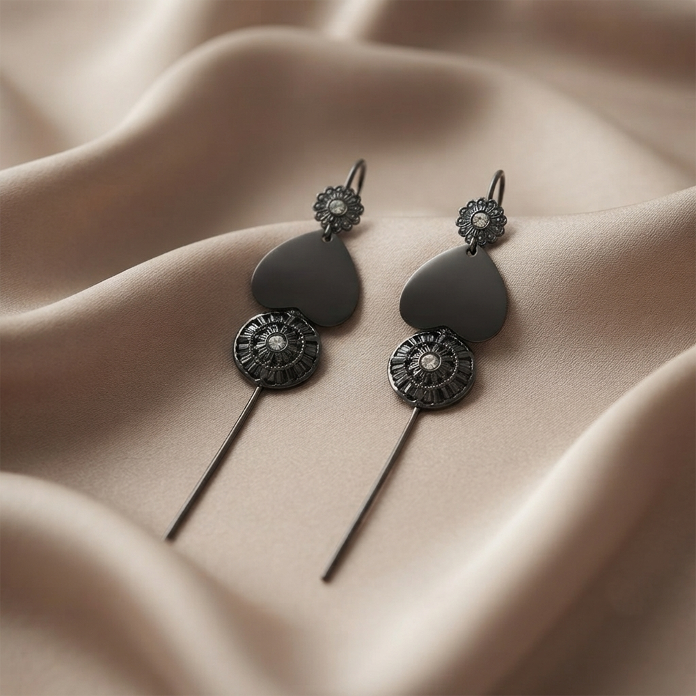 The99Jewel Black Plated Heart Shape Ear cuff