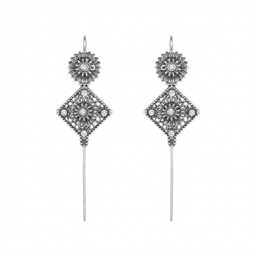 The99Jewel Oxidised Plated Square Ear cuff