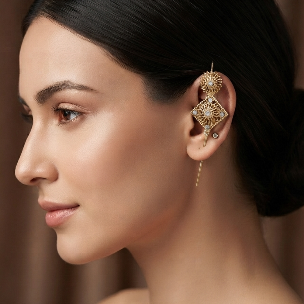 The99Jewel Gold Plated Square Ear cuff