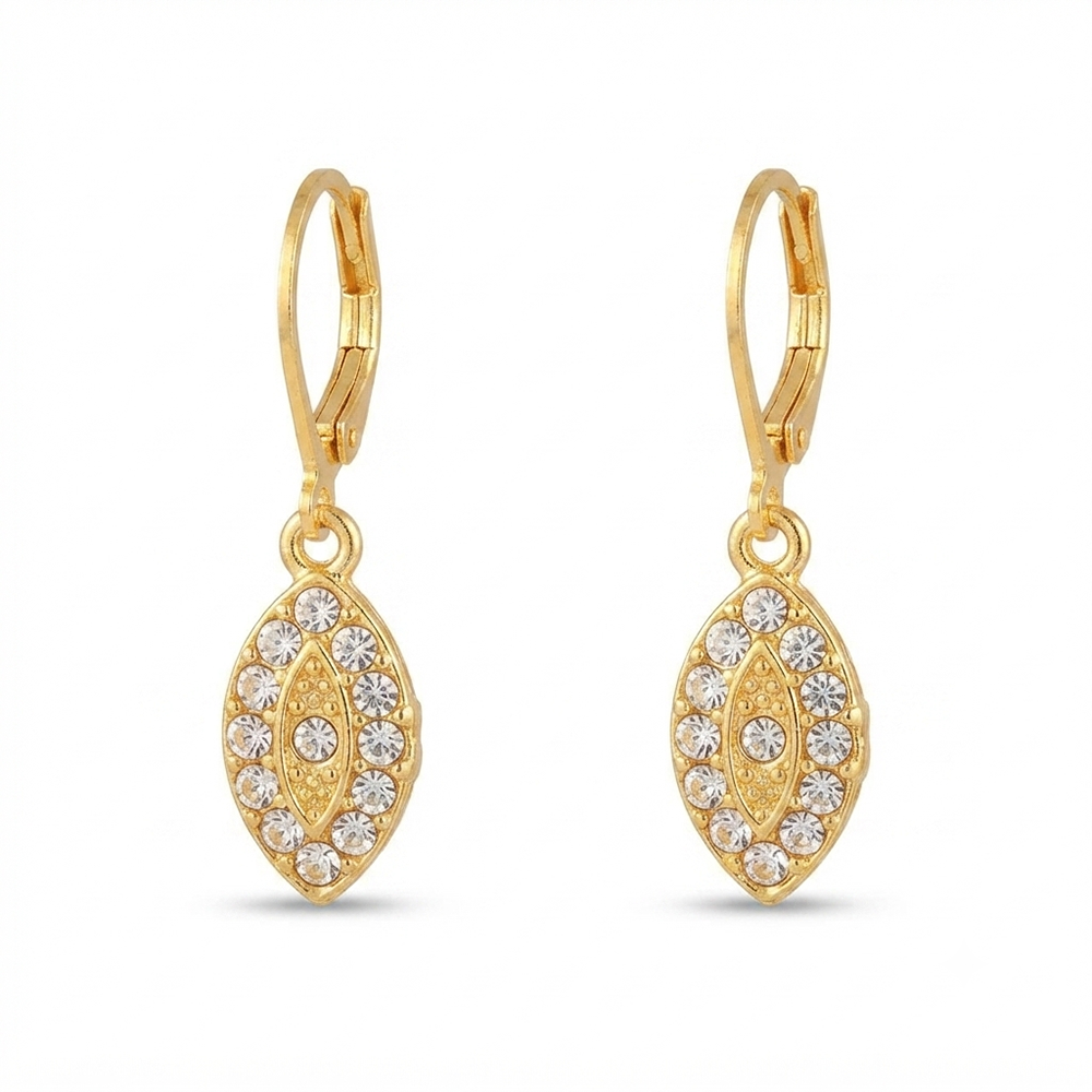 The99Jewel Gold Plated Austrian stone  Eye Shape Hoop Earrings for Women