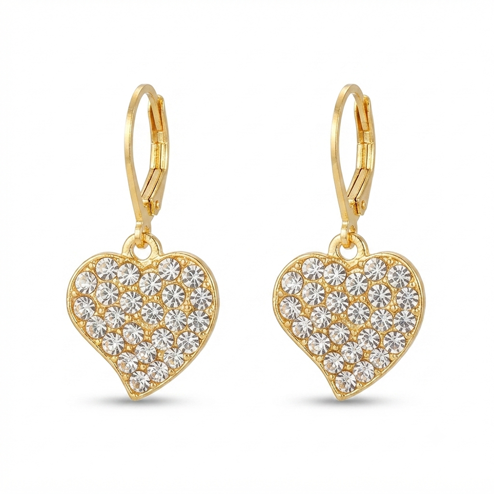 The99Jewel Gold Plated Austrian stone  Heart Shape Hoop Earrings for Women