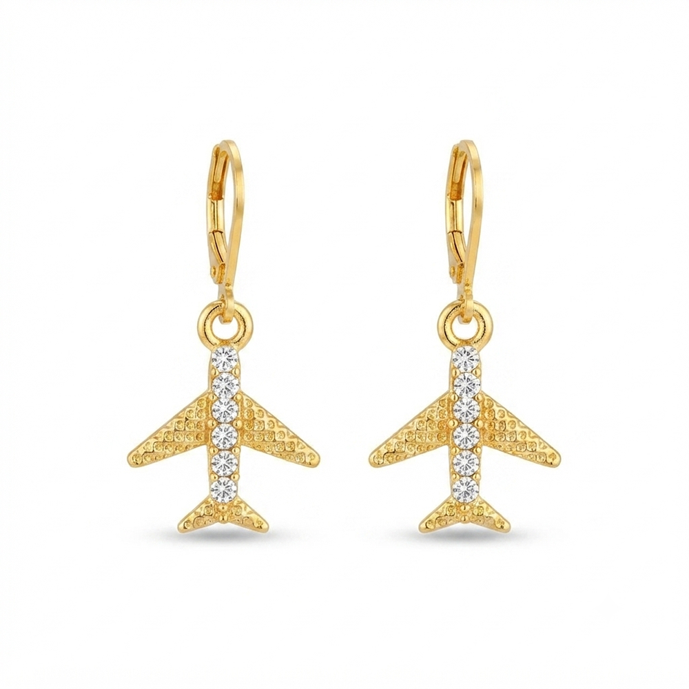 The99Jewel Gold Plated Austrian stone  Air Plane Shape Hoop Earrings for Women