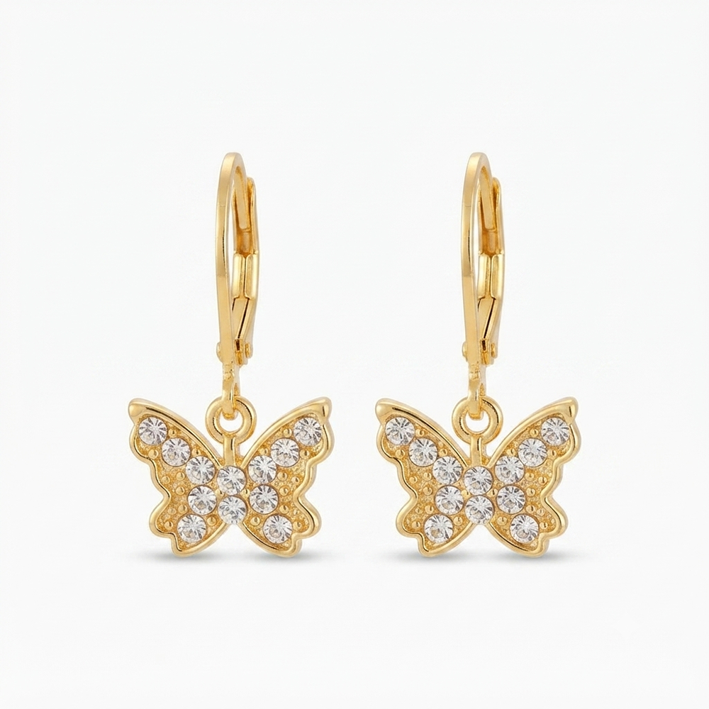 The99Jewel Gold Plated Austrian stone  Butterfly Shape Hoop Earrings for Women