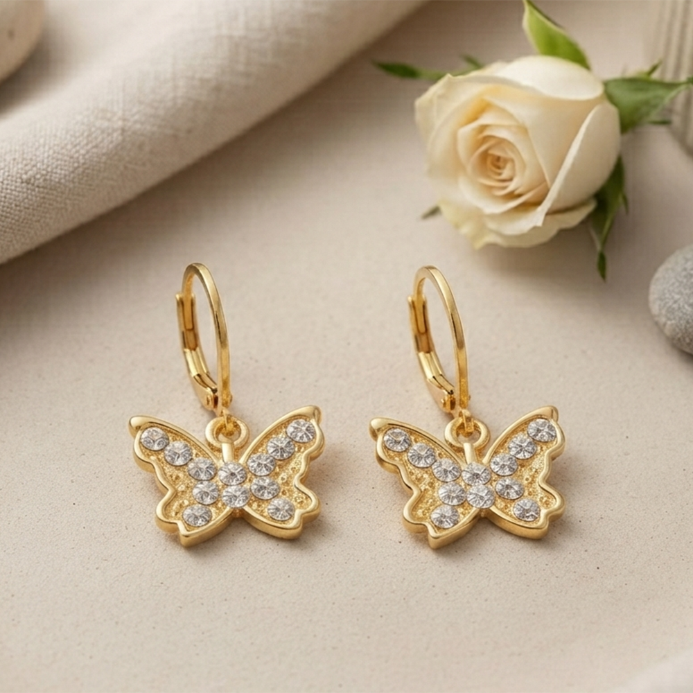 The99Jewel Gold Plated Austrian stone  Butterfly Shape Hoop Earrings for Women
