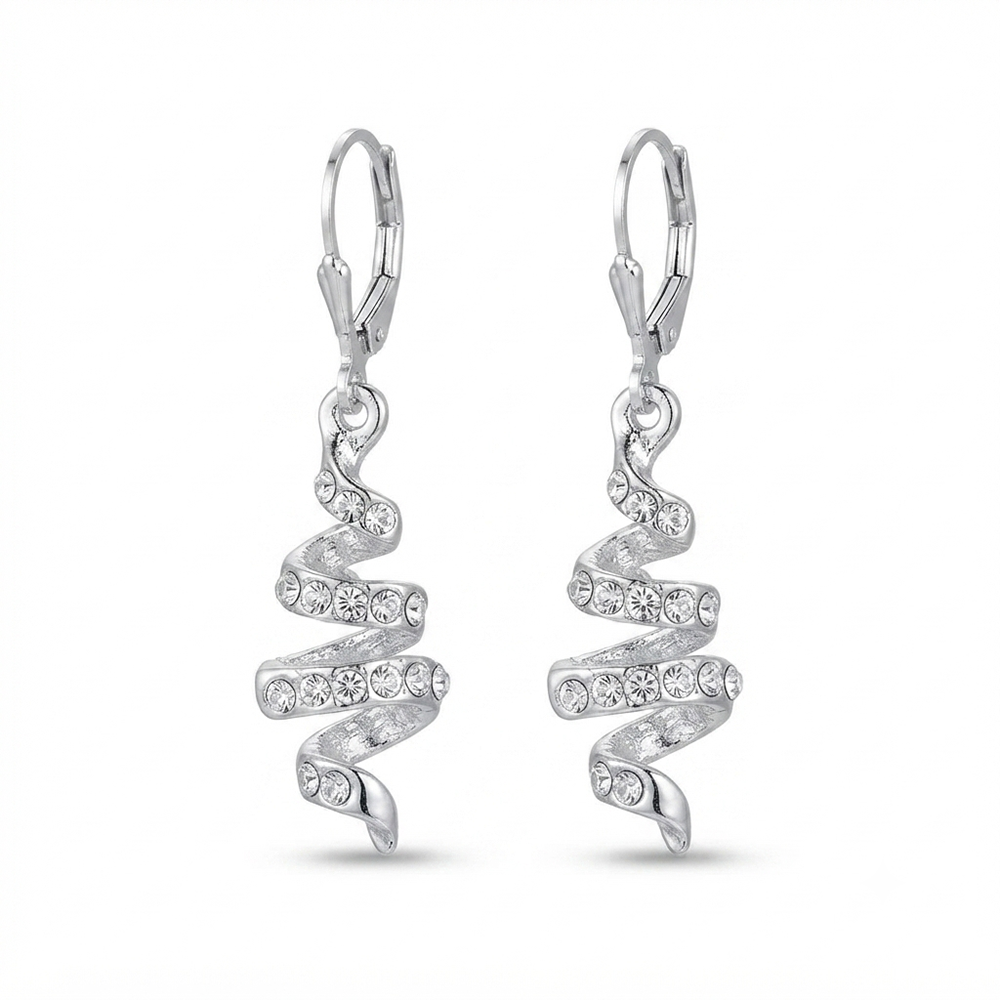 The99Jewel Silver Plated Austrian Stone S-Curved Shape Hoop Earrings for Women