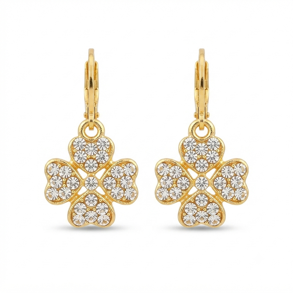 The99Jewel Gold Plated Austrian Stone Floral Shape Hoop Earrings for Women