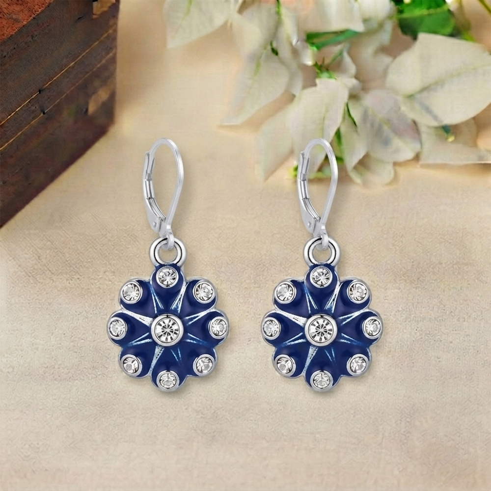 The99Jewel Elegant Austrian Stone Floral Shape Hoop Earrings for Women