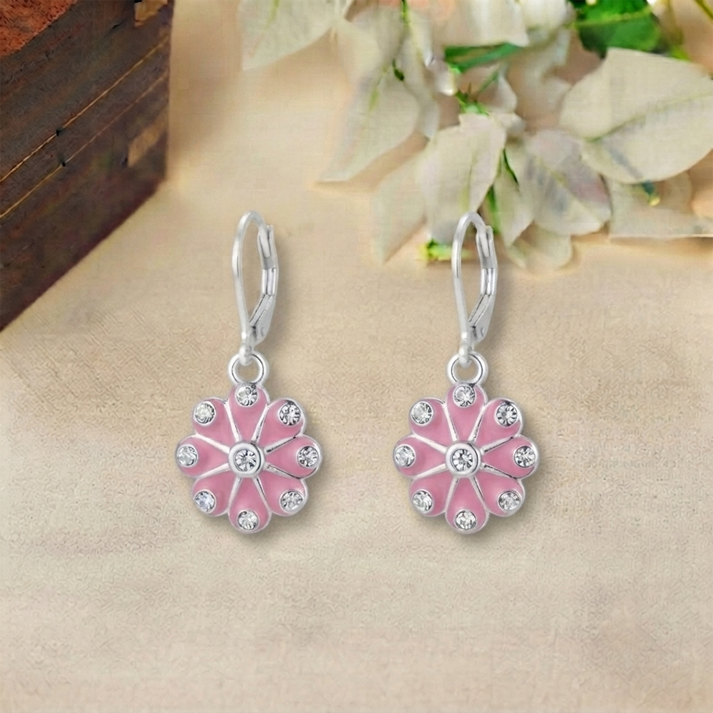 The99Jewel Elegant Austrian Stone Floral Shape Hoop Earrings for Women