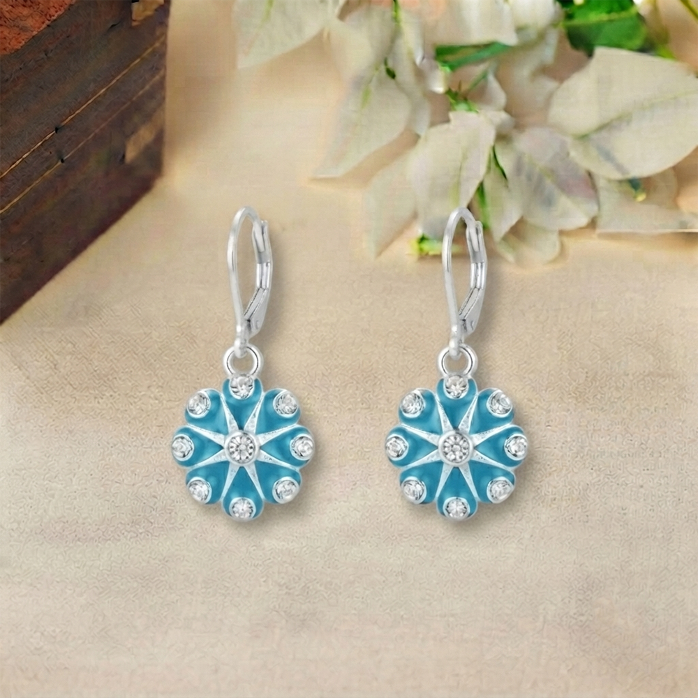 The99Jewel Elegant Austrian Stone Floral Shape Hoop Earrings for Women