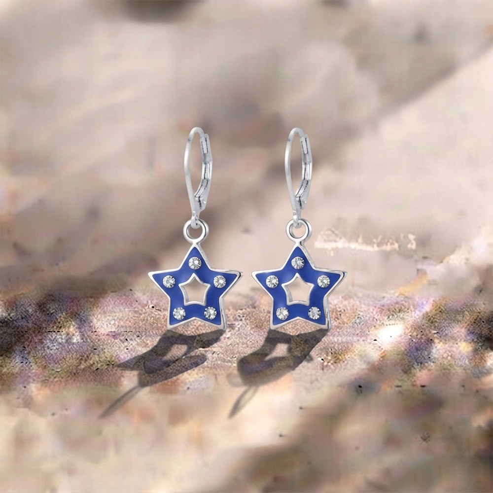 The99Jewel Premium Austrian Stone Star Shape Hoop Earrings for Women