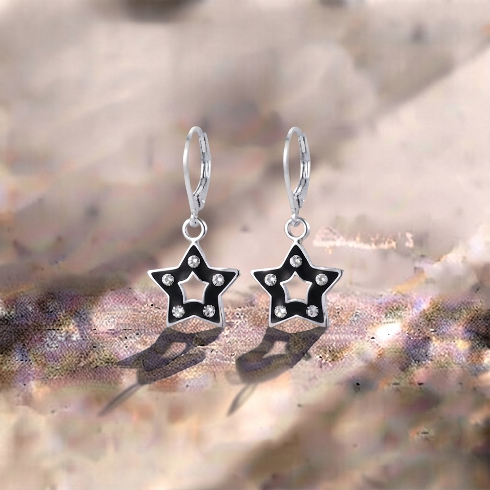 The99Jewel Premium Austrian Stone Star Shape Hoop Earrings for Women