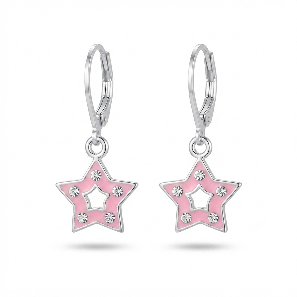 The99Jewel Premium Silver Plated Austrian Stone Star Shape Hoop Earrings for Women