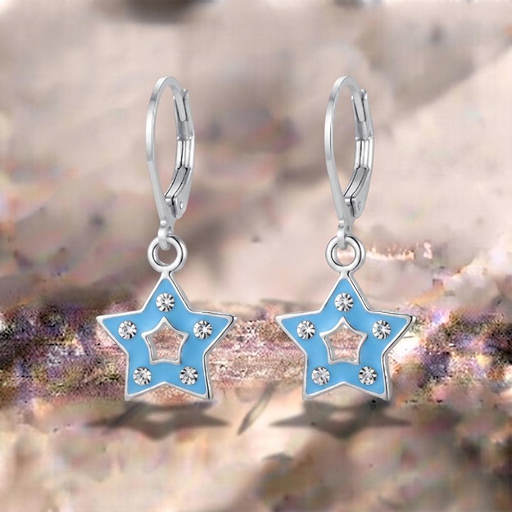The99Jewel Premium Austrian Stone Star Shape Hoop Earrings for Women