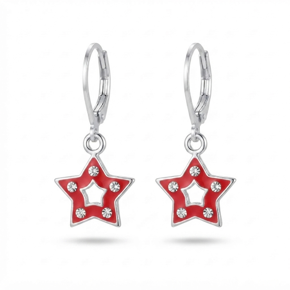 The99Jewel Premium Silver Plated Austrian Stone Star Shape Hoop Earrings for Women