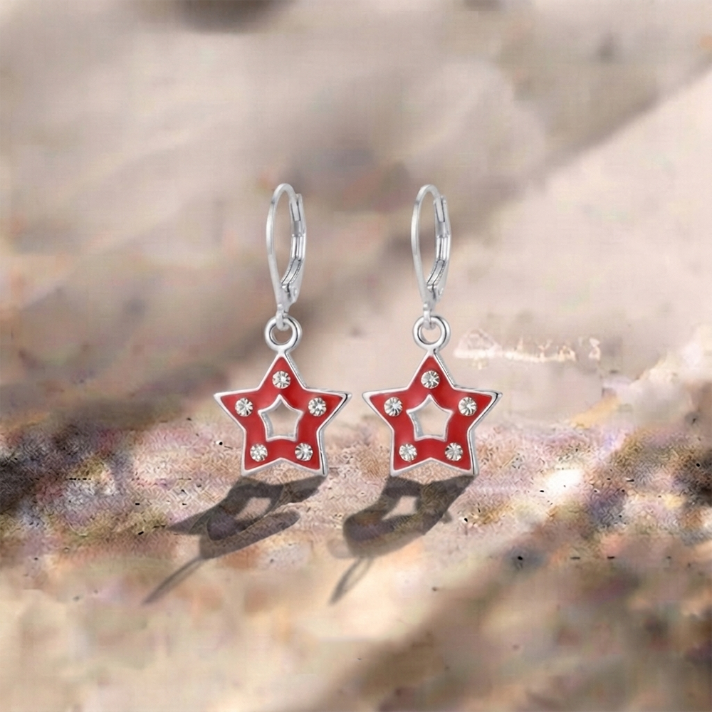 The99Jewel Premium Austrian Stone Star Shape Hoop Earrings for Women
