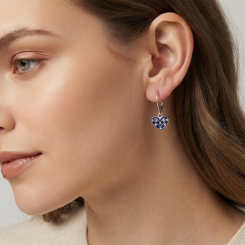 The99Jewel Designer Party Wear Austrian Stone Heart Shape Hoop Earrings