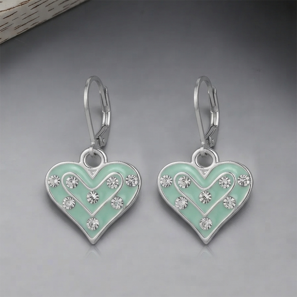The99Jewel Designer Party Wear Austrian Stone Heart Shape Hoop Earrings