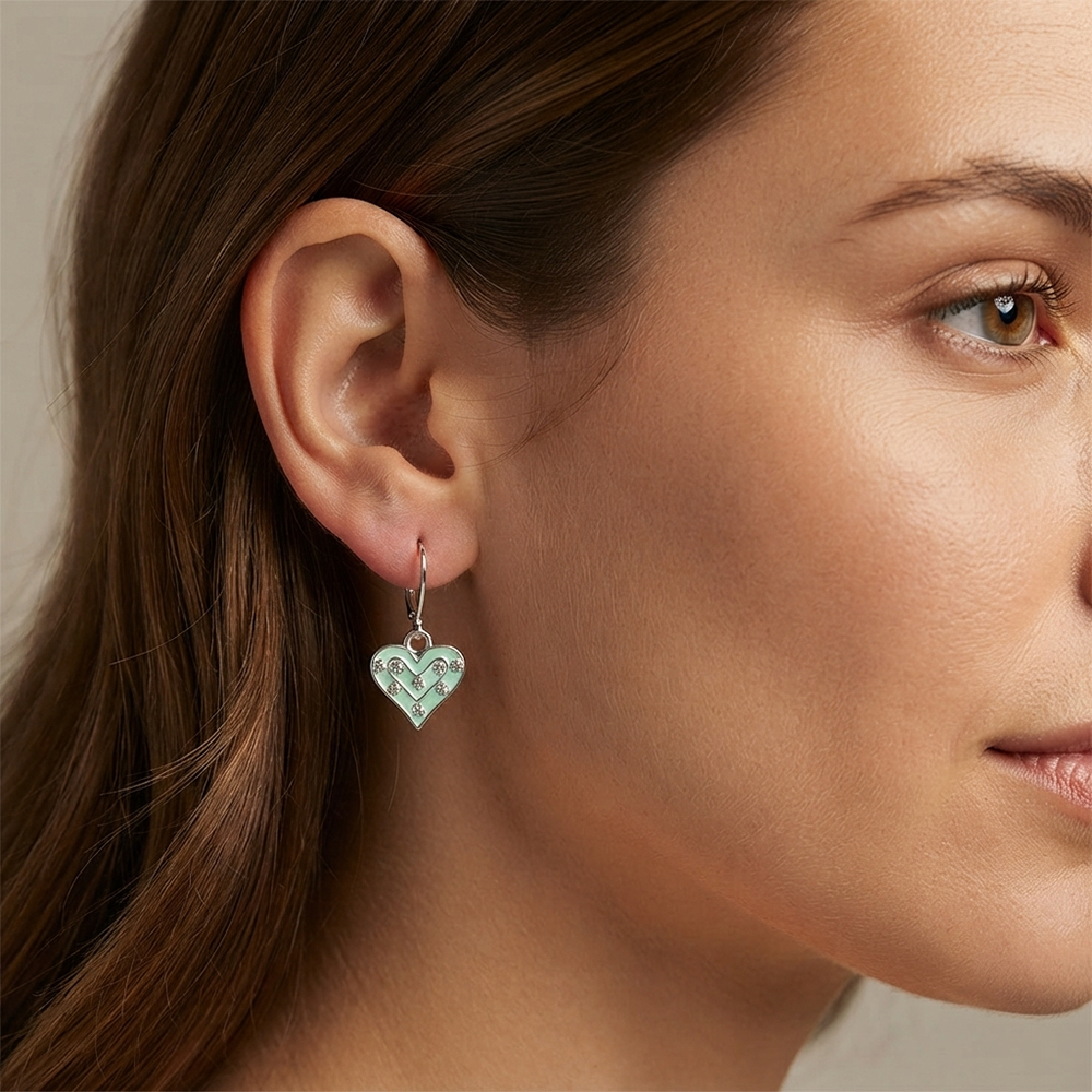 The99Jewel Designer Silver Plated Party Wear Austrian Stone Heart Shape Hoop Earrings