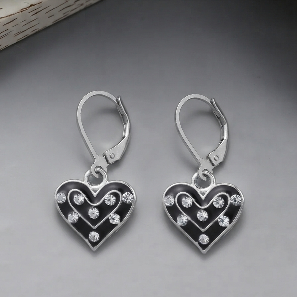 The99Jewel Designer Party Wear Austrian Stone Heart Shape Hoop Earrings