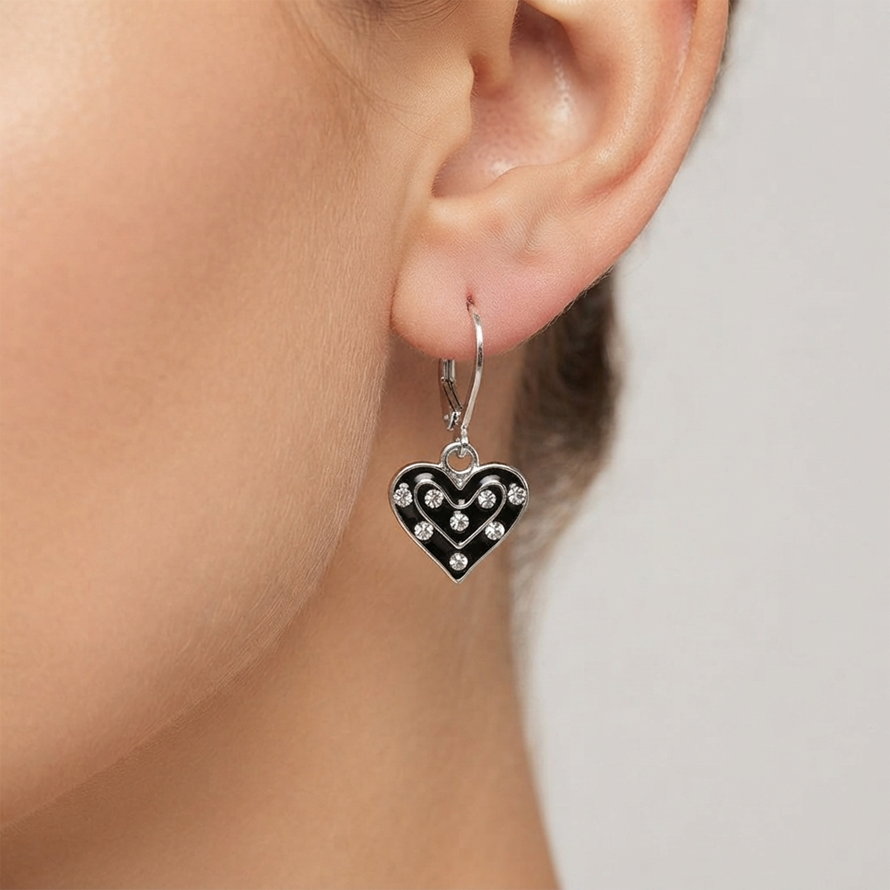 The99Jewel Designer Party Wear Austrian Stone Heart Shape Hoop Earrings