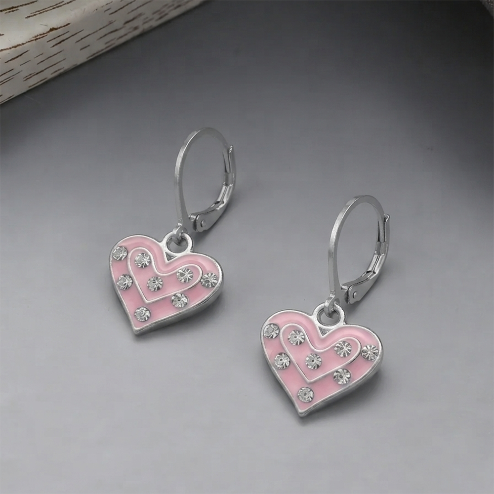 The99Jewel Designer Party Wear Austrian Stone Heart Shape Hoop Earrings