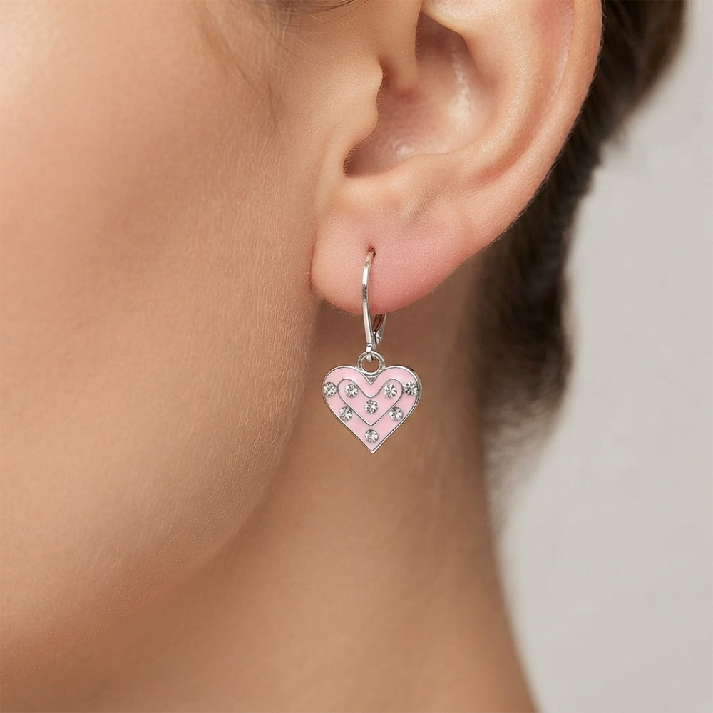 The99Jewel Designer Party Wear Austrian Stone Heart Shape Hoop Earrings
