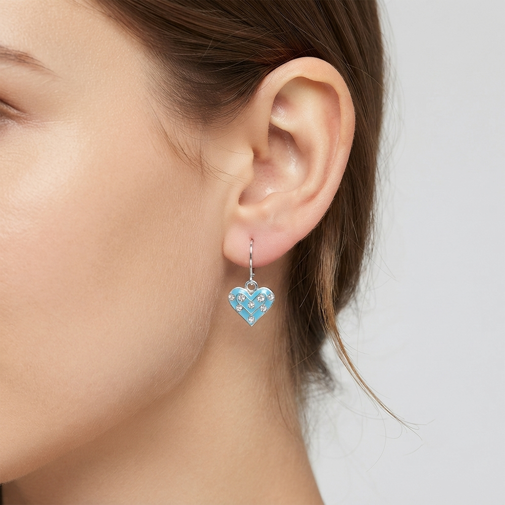The99Jewel Designer Party Wear Austrian Stone Heart Shape Hoop Earrings