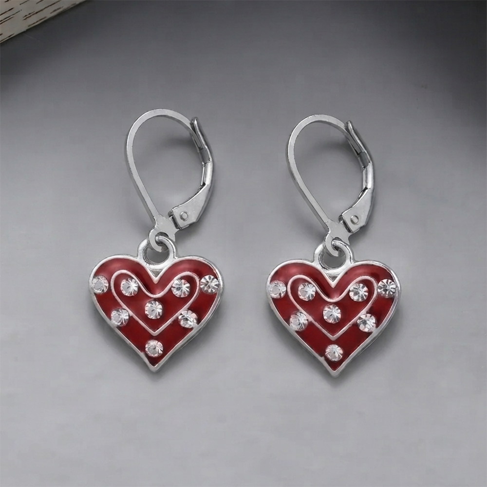 The99Jewel Designer Party Wear Austrian Stone Heart Shape Hoop Earrings