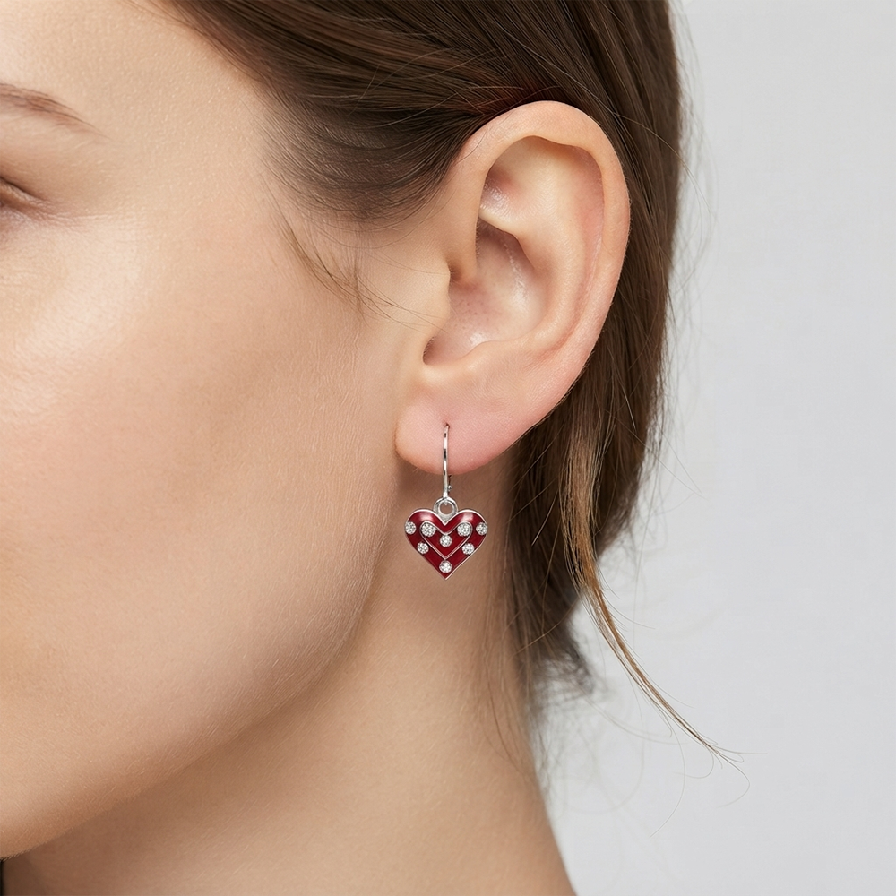 The99Jewel Designer Party Wear Austrian Stone Heart Shape Hoop Earrings