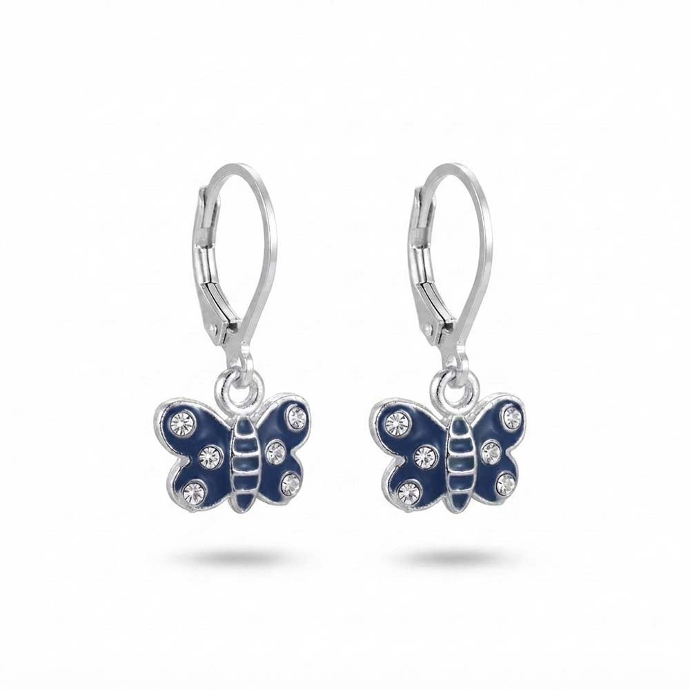 The99Jewel Trendy Silver Plated Austrian Stone Butterfly Shape Hoop Earrings for Women