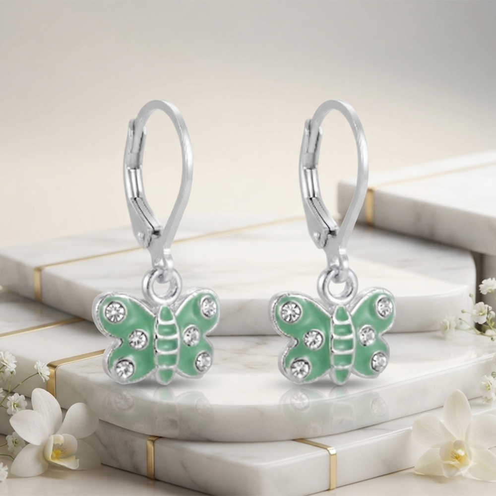 The99Jewel Trendy Austrian Stone Butterfly Shape Hoop Earrings for Women