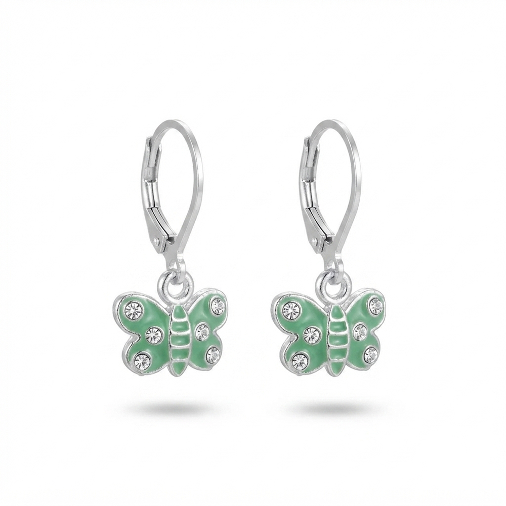The99Jewel Trendy Silver Plated Austrian Stone Butterfly Shape Hoop Earrings for Women