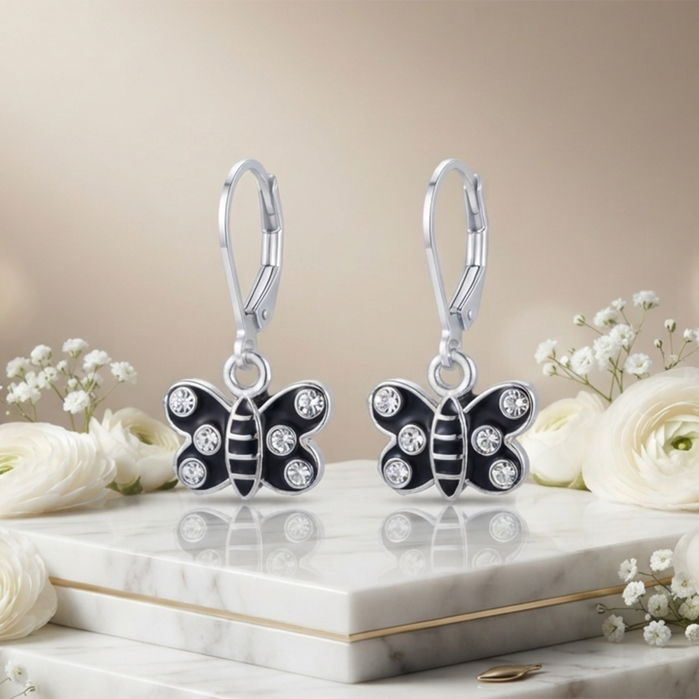 The99Jewel Trendy Austrian Stone Butterfly Shape Hoop Earrings for Women