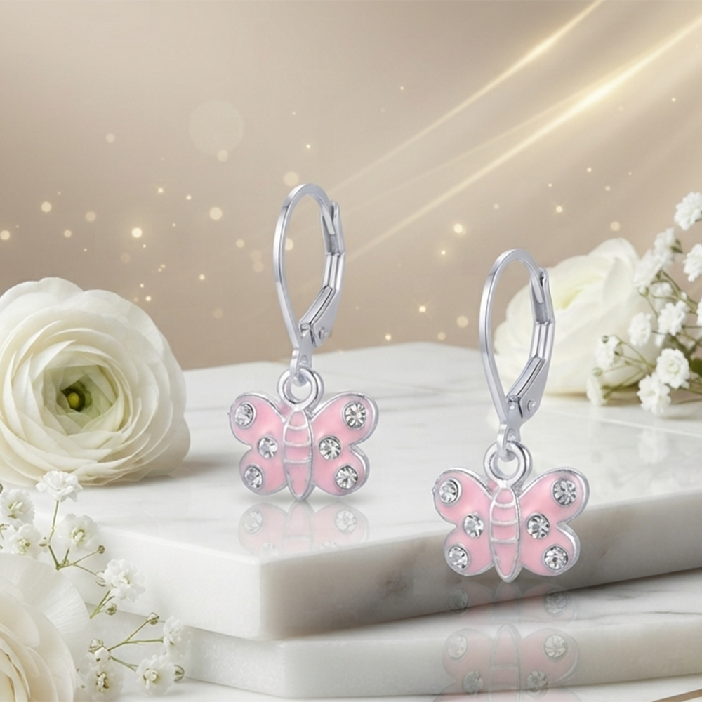 The99Jewel Trendy Austrian Stone Butterfly Shape Hoop Earrings for Women