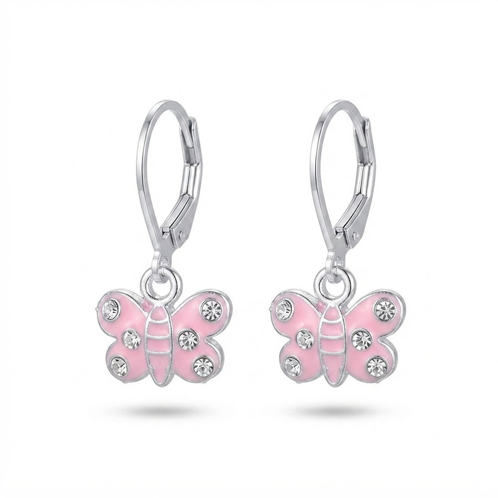 The99Jewel Trendy Silver Plated Austrian Stone Butterfly Shape Hoop Earrings for Women