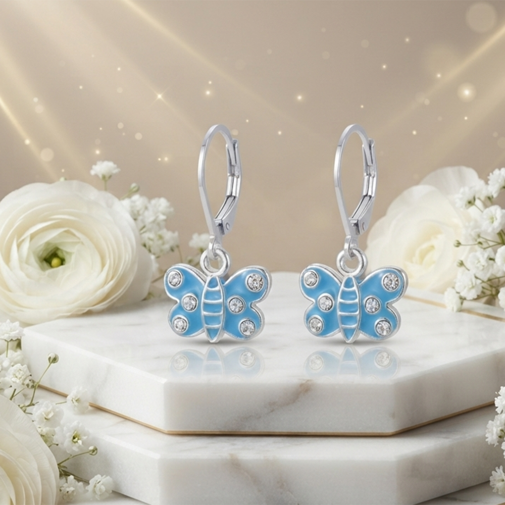 The99Jewel Trendy Austrian Stone Butterfly Shape Hoop Earrings for Women