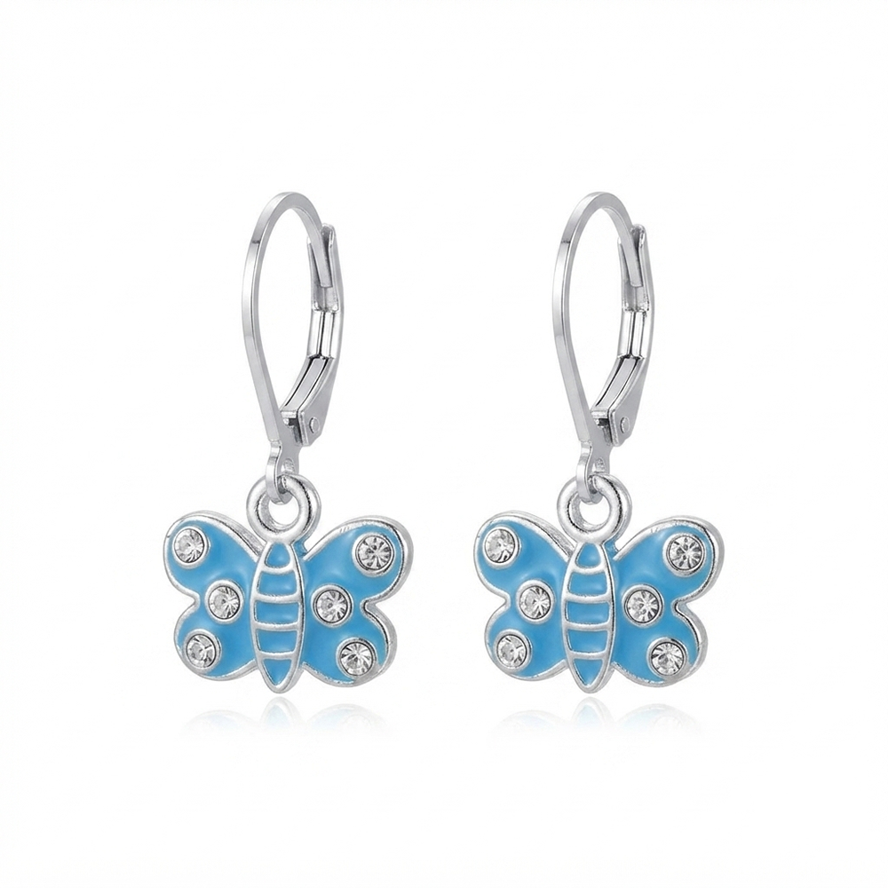 The99Jewel Trendy Silver Plated Austrian Stone Butterfly Shape Hoop Earrings for Women