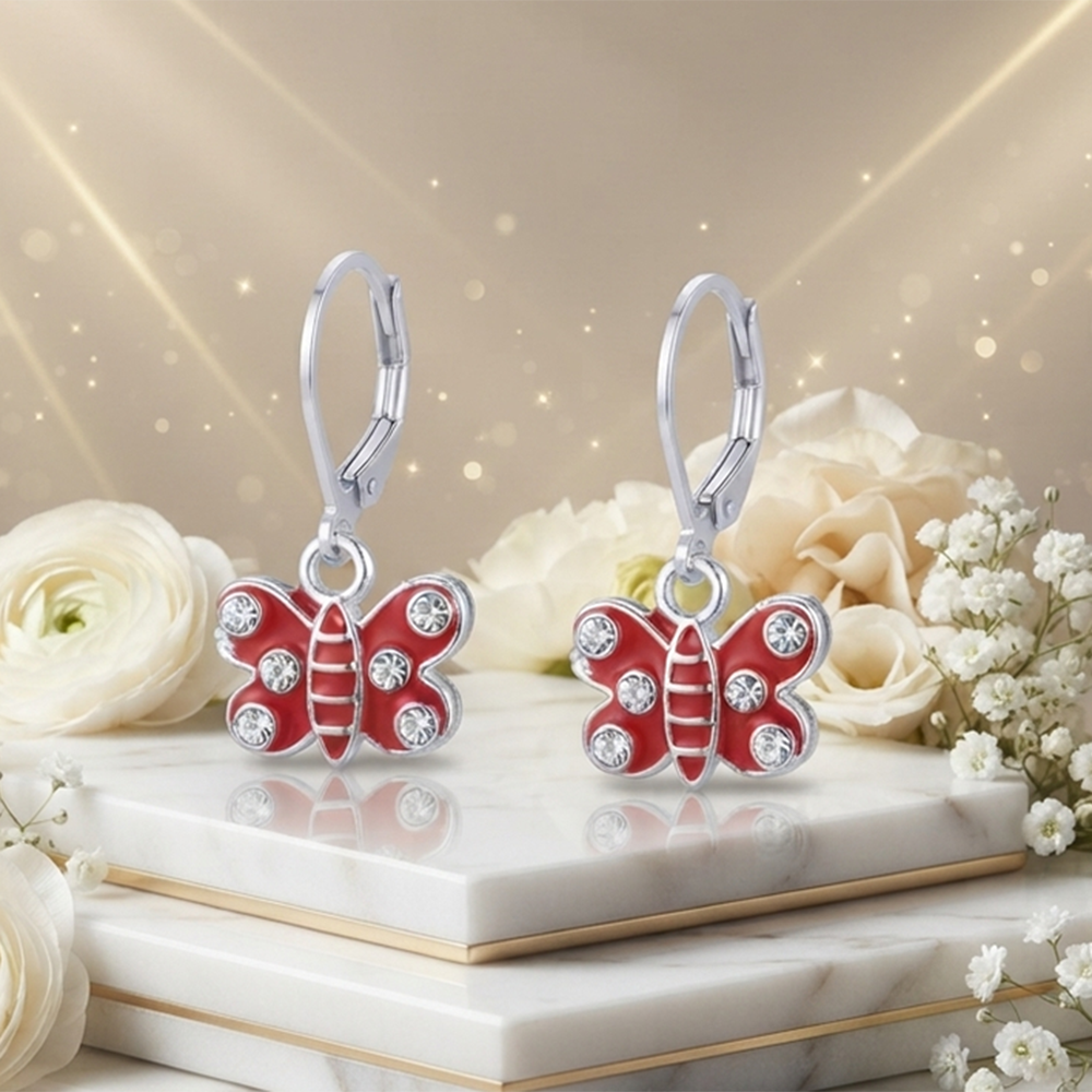 The99Jewel Trendy Austrian Stone Butterfly Shape Hoop Earrings for Women